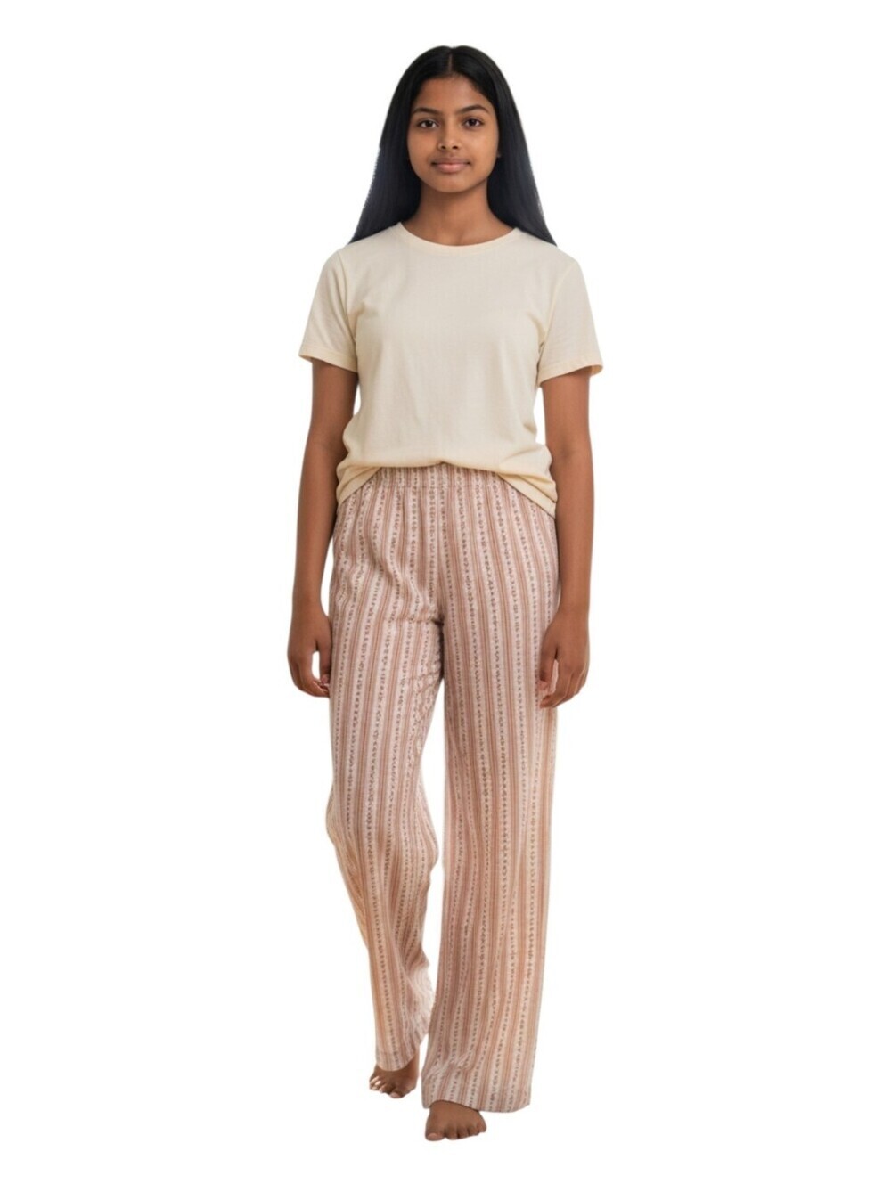 Rylee + Cru Youth Girls Candy Cane Stripe Wide Leg Ruffle Hem Pajama Pants 16